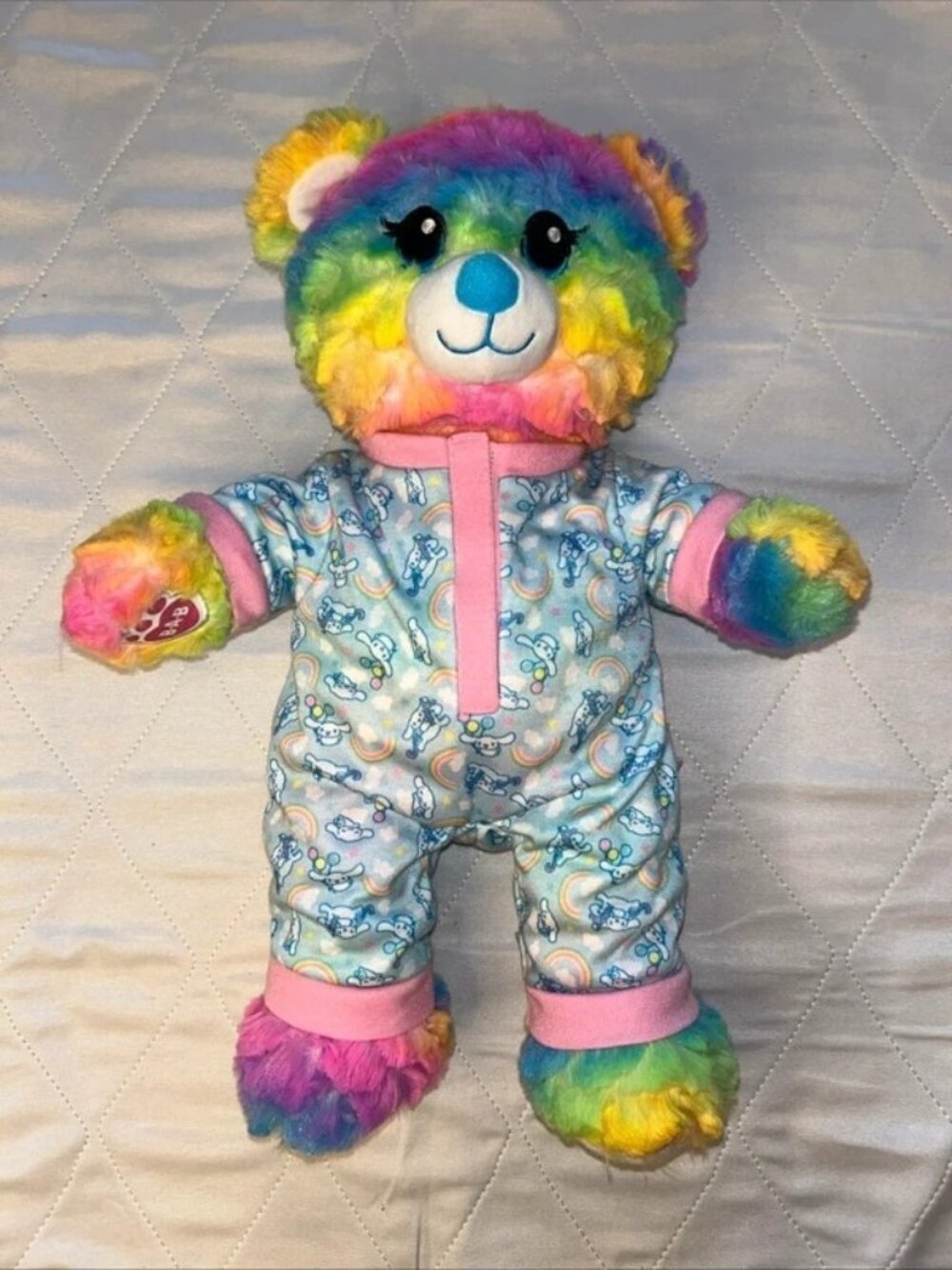 Build-A-Bear Rainbow Party Teddy Bear 16" in Sanrio Cinnamoroll Pajama Sleeper